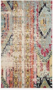 MULTI 2x4 Pulled Threads Area Rug, Boho Chic Tribal MNC222F Out Of Stock - Picture 1 of 1