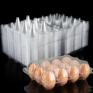 40x Egg Cartons for 1 Dozen Holds up to 12 Eggs, Clear Reusable Containers - Picture 1 of 7