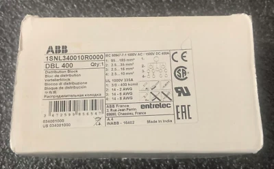 1pcs ABB/TE entrelec wiring terminals Accessories DBL400 1SNL340010R0000 - Image 1 of 2