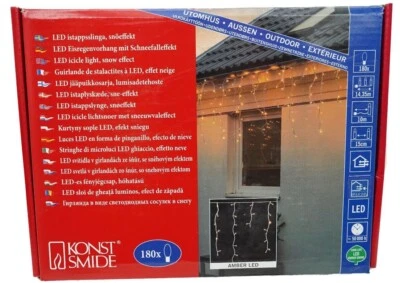 Konstsmide 2744-802 / 2745- LED Ice Rain String Lights Amber Snowfall Effect - Image 1 of 4
