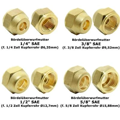 KLIMA_DE Bördel Überwurfmuttern in versch. Größen für Klimaanlagen / Kupferrohre
