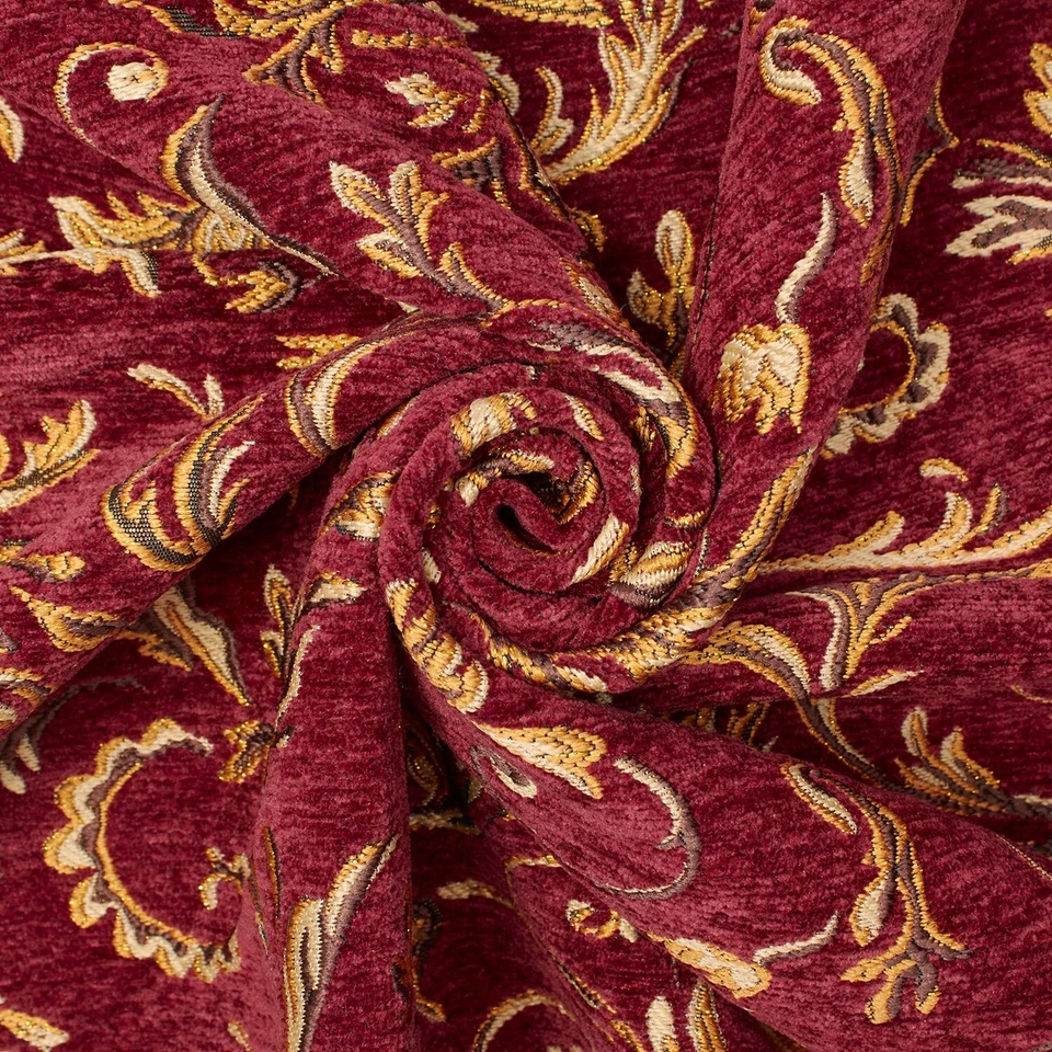 Floral Scroll Metallic Chenille 57" Heavyweight Upholstery Jacquard Fabric - Image 1 of 1