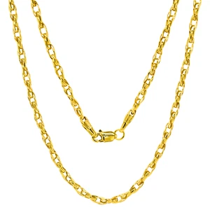 Twisted Link Chain Women 10K 14K Real Gold Diamond Cut Necklace 2.2mm 14-24" - Picture 1 of 6