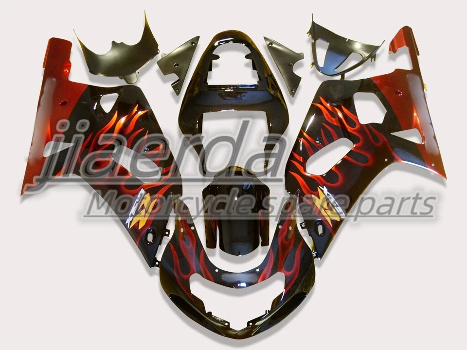 Kit de carenados de inyección ABS rojo llama negro para GSXR600 GSXR750 K1 2001-2003 Q4 Foto 1 de 2