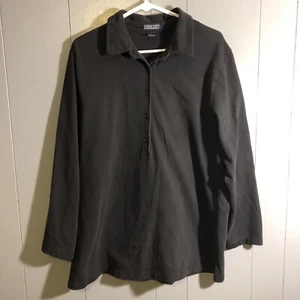 Lands End Women’s Button Up Short Size 1X 3/4 Sleeve Black VTG 5 Buttons  - Picture 1 of 6