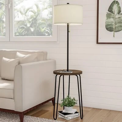 Lavish Home Floor Lamp with Table - Mid-Century Modern Nightstand or Side Tab... - Image 1 of 4