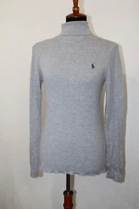Polo Ralph Lauren taille L gris jersey col roulé pull haut manches longues - Photo 1/6