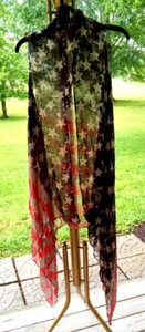 American Flag Patriot July 4th Kimono Vest Cowgirl Boho Vintage Festival Scarf - Picture 1 of 9