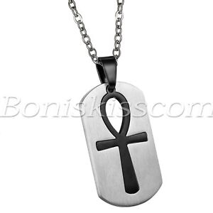 Men's Stainless Steel Bible Prayer Verse Dog Tag Cross Pendant Necklace Chain
