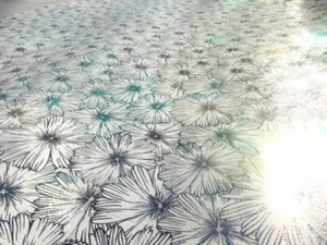 lambskin leather hide Metallic Green & Gold Floral Designer Print on White - Picture 1 of 8