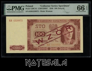 POLOGNE 100 Zlotych 1948 P-139CS1 *SPÉCIMEN* PMG 66 GEM UNC EPQ UNC - Photo 1/2