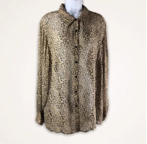 Blusa AVENUE Mujer Talla Grande 14 16 Leopardo Marrón Gasa Estampado Animal Top Fino - Imagen 1 de 8