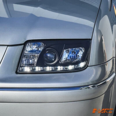 Black REAL DRL LED Projector Head Lights for VolksWagen Bora & Jetta 98-04 MK4 - image 1 of 4