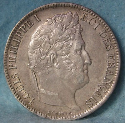 Moneda/corona de plata mundial de gran tamaño de 5 francos Francia 1831-W alto grado #598 Foto 1 de 4