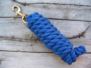 Lead Rope - 10 Foot Cotton with Brass Plated Bolt Snap (Blue) - Picture 1 of 1