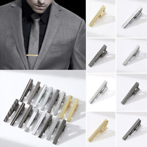 Mens Metal Silver Gold Tie Clip Holder Plain Clasp Skinny Tie Bars Pins Gift