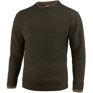 Jack Pyke Ashcombe Crew Neck Pullover Mens 100% Lambswool Sweater Dark Olive - Picture 1 of 7