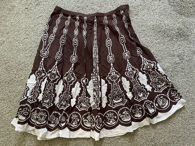Falda acampanada diseño tribal marrón y blanco Mossimo talla 12 para mujer Foto 1 de 2