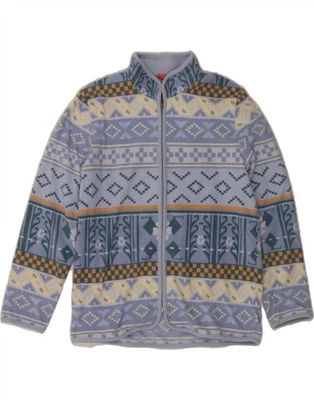 TRIUMPH женщин флис куртка Великобритании 12 средний синий Fair Isle DD29 - Изображение 1 из 3