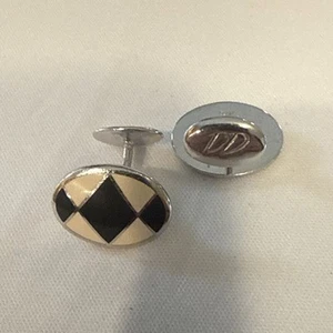 Authentic Dunhill Cufflinks Silver Metal Black Men's Accessories - Picture 1 of 5