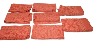 Vintage Set of 8 Burnt Orange Swirled Abstract Cotton Rayon Blend 20" Napkins - Picture 1 of 5
