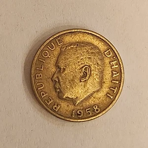 1958 Haiti 5 Centimes (0,05 HTG) Münze | Büste von François Duvalier | KM #62 - Bild 1 von 2
