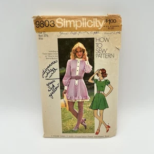 VTG 70s SIMPLICITY 9803 Misses Sewing Pattern Size 10 Mini Dress Complete - Picture 1 of 5