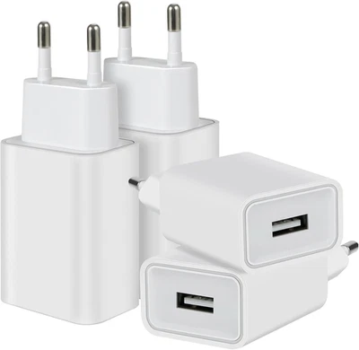 4 Pezzi 12W Caricatore Presa USB, 5V/2.4A Alimentatore Caricabatterie USB Spina  - Immagine 1 di 4