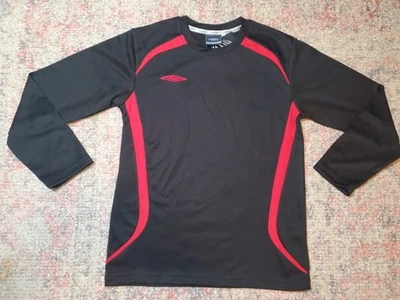 NUEVA Camisa/Camiseta de Entrenamiento de Fútbol Umbro Juvenil-Talla 140 (Alrededor de 12 Años)-Negro/Rojo Foto 1 de 4