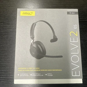 Jabra Evolve2 65 MS Wireless Headset with Link380c, Mono, Black, USB-C BRAND NEW - Afbeelding 1 van 3