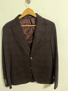 Abrigo deportivo once borgoña a cuadros 2 btn pico solapa 50 38 grandes detalles - Imagen 1 de 7