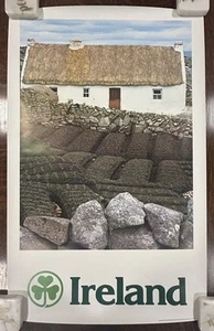 Poster cottage da viaggio originale d'epoca IRLANDA Ente turistico irlandese 40"x25" - Foto 1 di 10