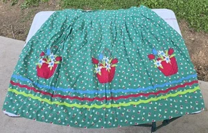 Vintage Homemade Flower Pail Fabric Half Apron With Pockets! - Picture 1 of 6