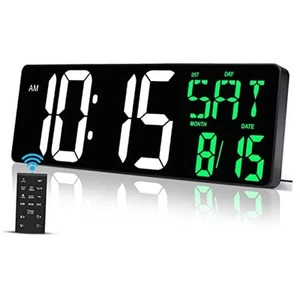 17 Inch Large Digital Wall Clock with Remote Control, Automatic Brightness - Picture 1 of 7