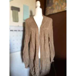 *LIGHT WEIGHT CARDIGAN STYLE LONG BROWN DUSTER* SUPER COZY-IN GREAT CONDITION - Picture 1 of 6
