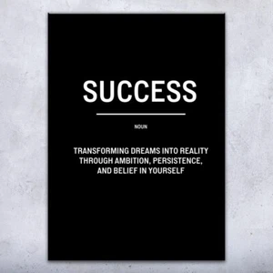 Success Definition Wall Art Bold Poster, Canvas or Framed Motivational Posters - Picture 1 of 6