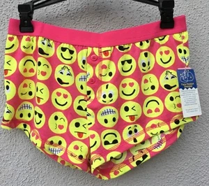 $34 NWT So Nikki Brand Emoji Hot Pink Yellow Design Sleepy Shorts Girls - Picture 1 of 3