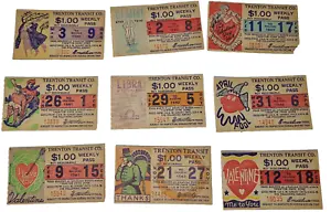 Trenton Transit Weekly Bus Pass Tickets Lot of 9 pcs 1930s VTG tix - Picture 1 of 9