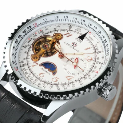 Reloj Forsining Tourbillon para Hombre Relojes de Pulsera Mecánicos Estuche de Engranajes Fase Lunar Foto 1 de 4