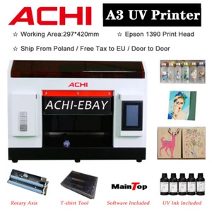 ACHI A3 UV Printer Epson R1390 Print Head Flatbed Cylindrical Metal 3D Embossed - Picture 1 of 12