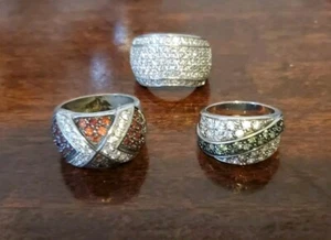 Vintage Amethyst Topas & Smaragd Sterlingsilber Ringe 3er Set Größe 7 - Bild 1 von 12