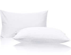 100% Egyptian Cotton Pillow Protectors with Zipper 2Pack Standard Queen King - Picture 1 of 5