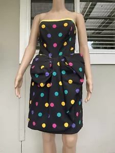 Vtg 80s Victor Costa Polka Dot Cocktail Party Dress 10 - Picture 1 of 9