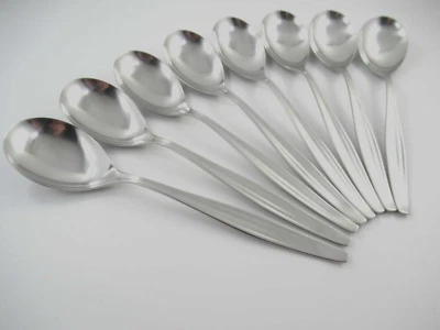 8 Soup/Place Spoons ATLANTA MOTION WMF Satin Stainless Flatware Germany 7-1/4" - Image 1 of 4