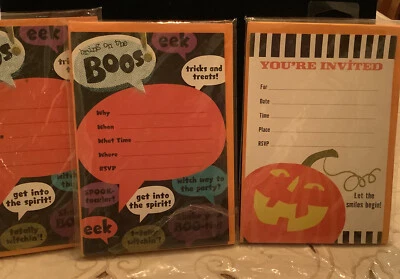 HALLMARK HALLOWEEN PARTY INVITATIONS New in  package 10 w/Envelopes-Lot Of 3 - Image 1 of 4