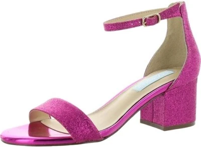Sandalias de vestir Betsey Johnson para mujer con hebilla tacón alto rosa brillo talla 5 M Foto 1 de 4