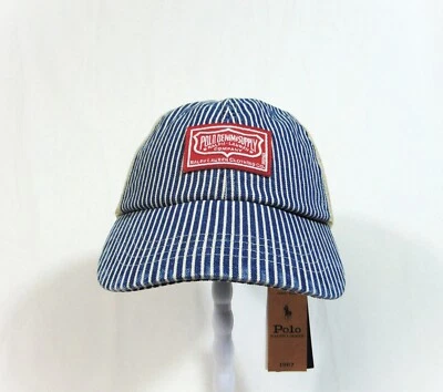 Ralph Lauren POLO Denim & Supply Ferrocarril Rayas Camionero Sombrero Ajustable Talla OSFM Foto 1 de 4