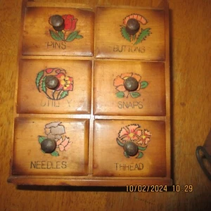 WOOD SEWING CASE VINTAGE - Picture 1 of 3