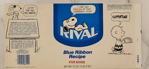 Label Rival Blue Ribbon Dog Food Charlie Brown Theme Nabisco New York - Picture 1 of 1