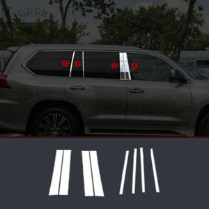 For LEXUS LX570 2016-2021 Chrome Stainless Window BC-Pillar Panels Decor Covers - Imagen 1 de 6